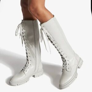 ARLETTE  Women's White Lace-Up Knee-High Boots size 6
